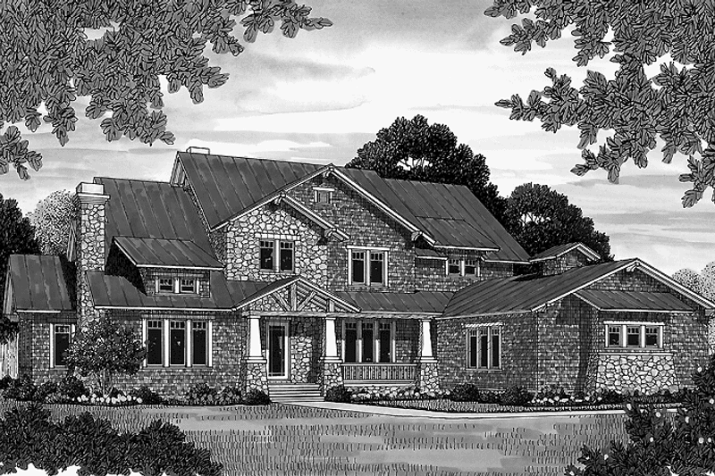 Architectural House Design - Exterior - Front Elevation 3 for Craftsman House Plan #453-463 - 5 bed, 5 bath