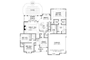Floor Plan - Main Floor for Craftsman House Plan #929-948 - 3 bed, 2.5 bath
