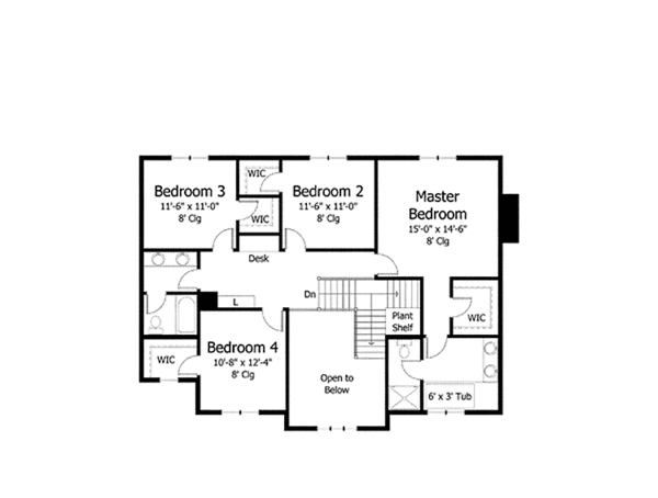 Architectural House Design - Country Floor Plan - Upper Floor Plan #51-1013