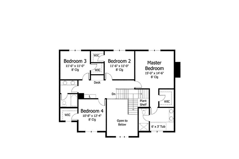 Home Plan - Floor Plan - Upper Floor for Country House Plan #51-1013 - 4 bed, 3 bath