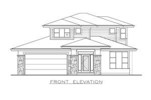 Exterior - Front Elevation 3 for Prairie House Plan #1100-52 - 4 bed, 3 bath