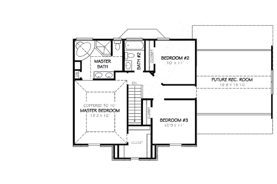 Floor Plan - Upper Floor for Traditional House Plan #424-227 - 3 bed, 2.5 bath