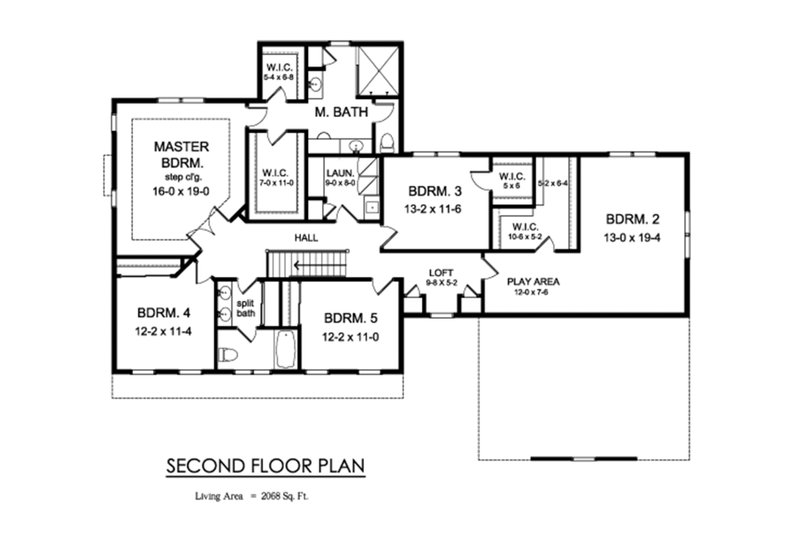 Home Plan - Floor Plan - Upper Floor for Farmhouse House Plan #1010-248 - 5 bed, 3 bath