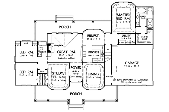 Floor Plan - Main Floor for Farmhouse House Plan #929-727 - 4 bed, 2 bath