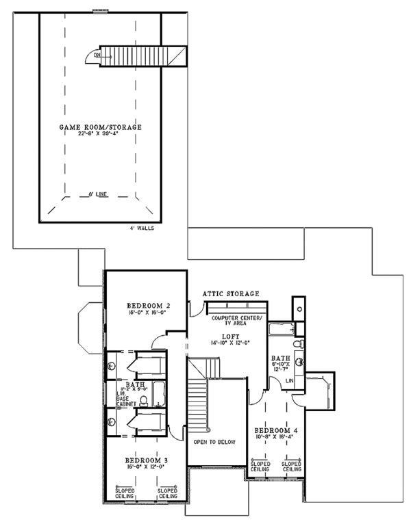 House Blueprint - Traditional Floor Plan - Upper Floor Plan #17-3024