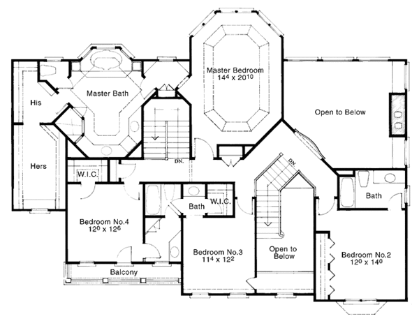 House Design - Colonial Floor Plan - Upper Floor Plan #429-128