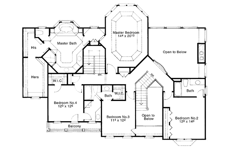 Home Plan - Floor Plan - Upper Floor for Colonial House Plan #429-128 - 4 bed, 3.5 bath