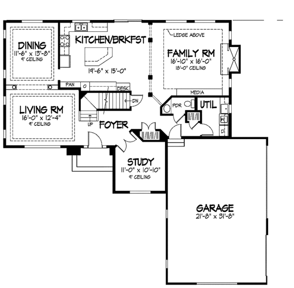 Architectural House Design - Traditional Floor Plan - Main Floor Plan #320-875
