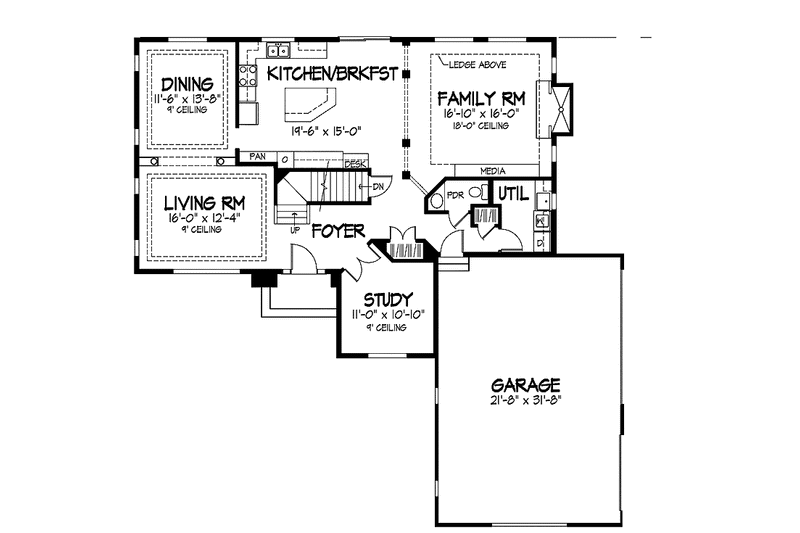 Home Plan - Floor Plan - Main Floor for Traditional House Plan #320-875 - 4 bed, 2.5 bath