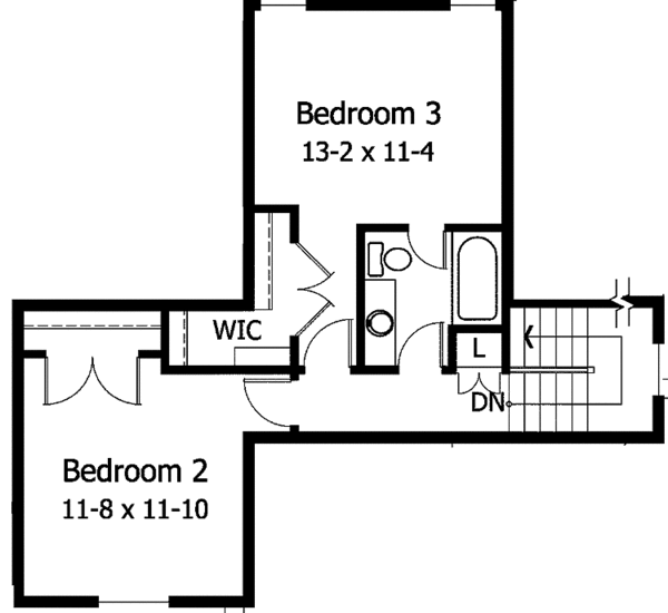 House Blueprint - Traditional Floor Plan - Upper Floor Plan #51-914