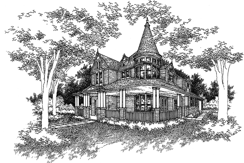 House Blueprint - Exterior - Front Elevation 3 for Victorian House Plan #320-919 - 5 bed, 4.5 bath