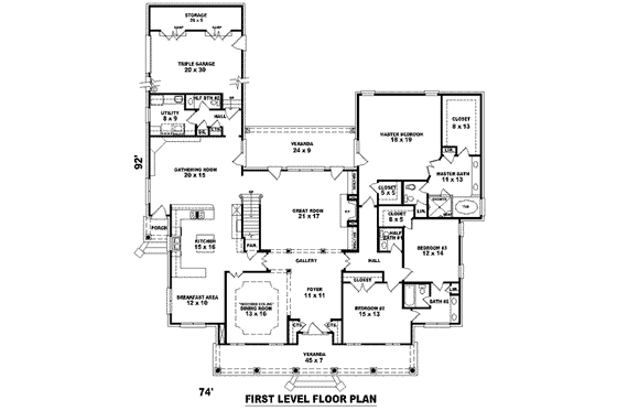 Floor Plan - Main Floor for Southern House Plan #81-1648 - 5 bed, 4 bath