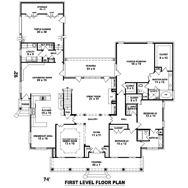 Southern Floor Plan - Main Floor Plan #81-1648