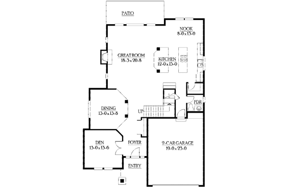 Floor Plan - Main Floor for Prairie House Plan #132-432 - 4 bed, 3.5 bath