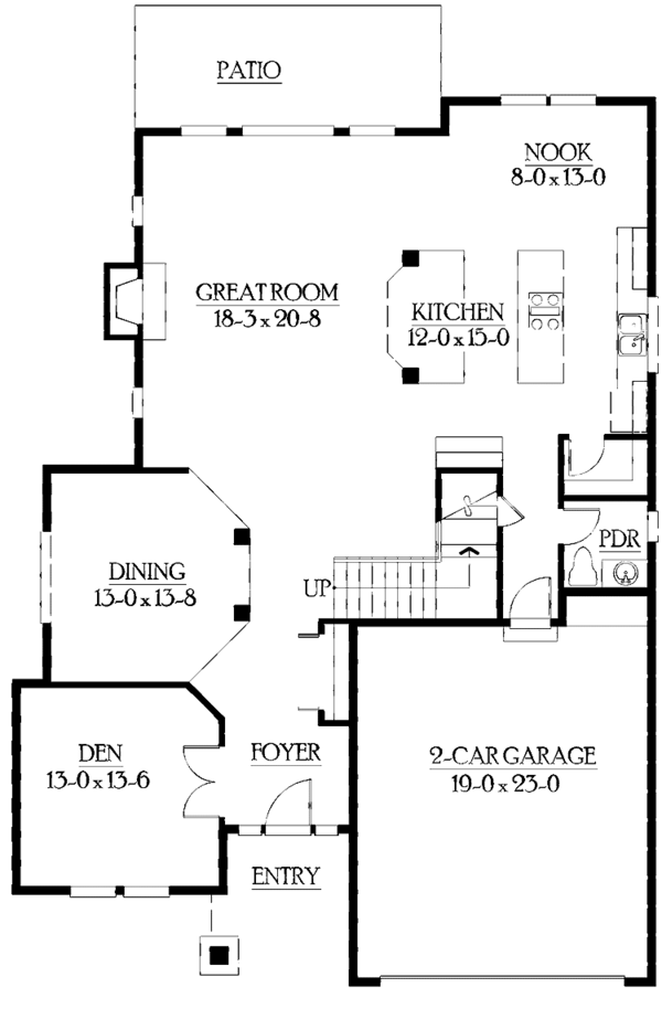 Architectural House Design - Prairie Floor Plan - Main Floor Plan #132-432