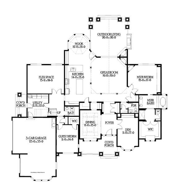 Architectural House Design - Ranch Floor Plan - Main Floor Plan #132-554