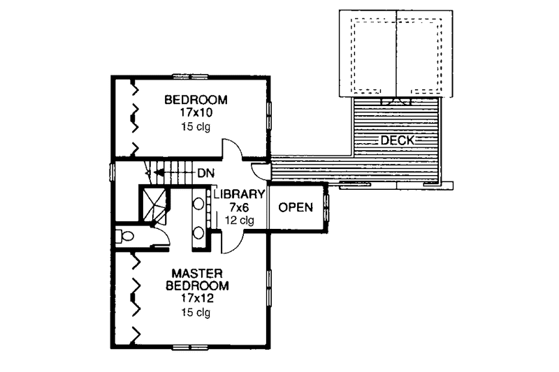 Dream House Plan - Floor Plan - Upper Floor for Country House Plan #960-3 - 2 bed, 2 bath