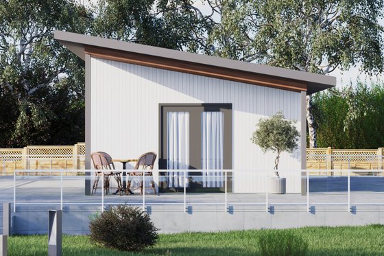 Exterior - Front Elevation 4 for Modern House Plan #1106-72 - 1 bed, 1 bath