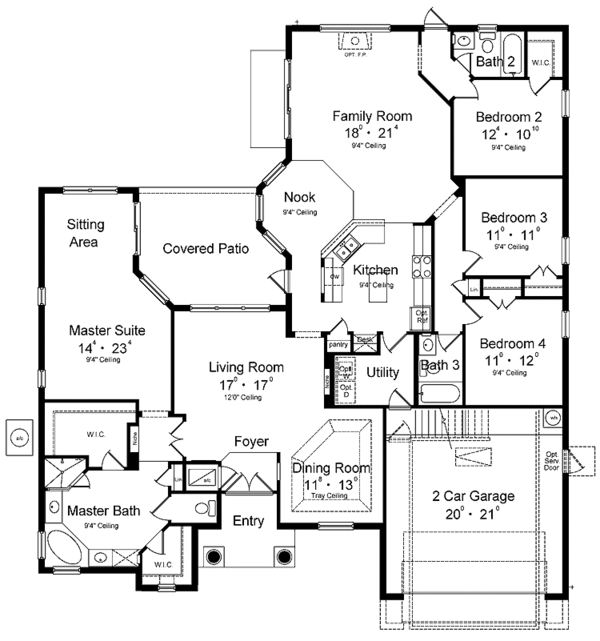 House Design - Mediterranean Floor Plan - Main Floor Plan #1015-11