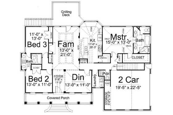 Floor Plan - Main Floor for Traditional House Plan #119-355 - 3 bed, 2.5 bath