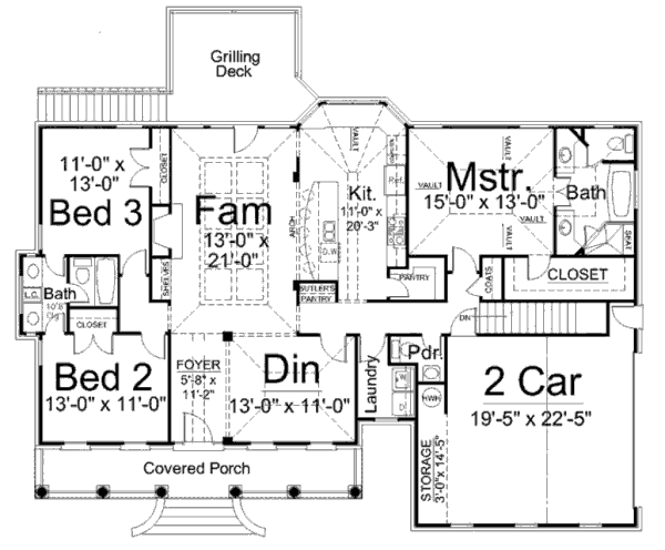 Floor Plan - Main Floor for Traditional House Plan #119-355 - 3 bed, 2.5 bath