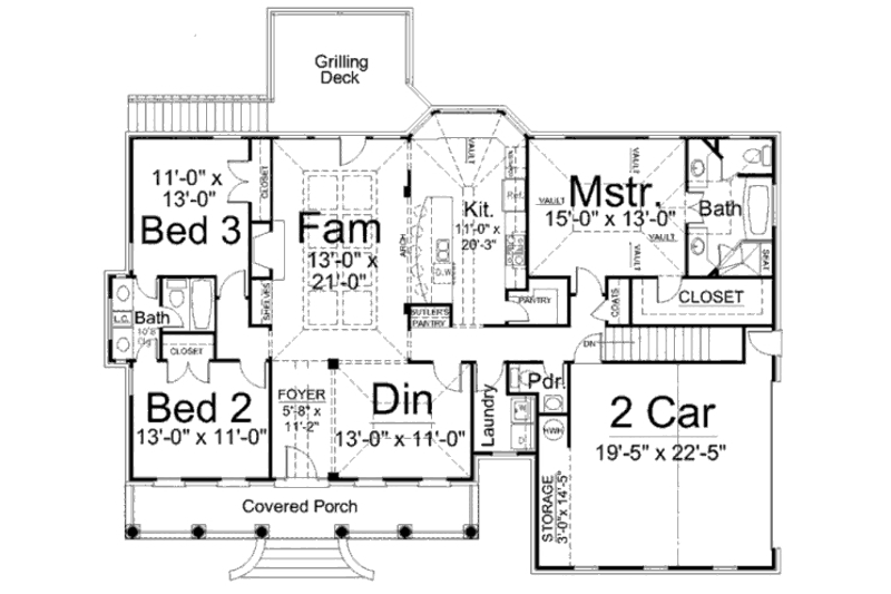 House Plan Design - Floor Plan - Main Floor for Traditional House Plan #119-355 - 3 bed, 2.5 bath