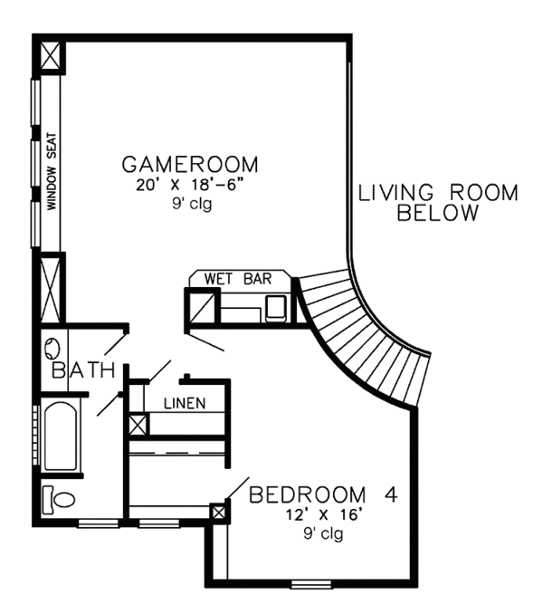 Architectural House Design - European Floor Plan - Upper Floor Plan #968-34