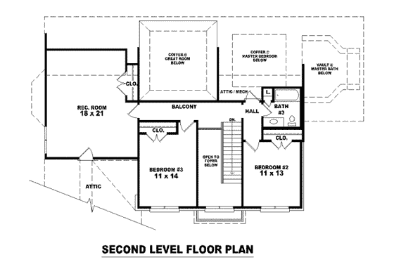 Floor Plan - Upper Floor for European House Plan #81-1150 - 3 bed, 3 bath