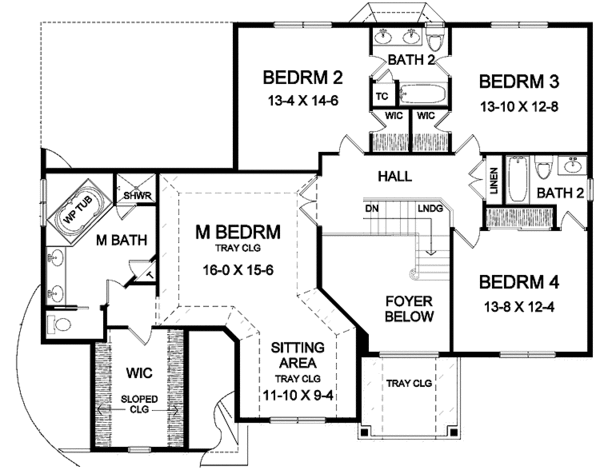 House Design - Classical Floor Plan - Upper Floor Plan #328-384