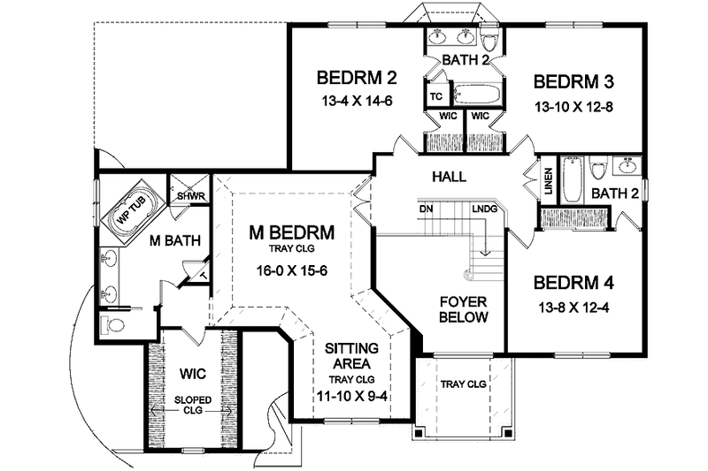 House Plan Design - Floor Plan - Upper Floor for Classical House Plan #328-384 - 4 bed, 3.5 bath