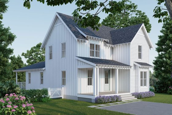 Exterior - Front Elevation 3 for Farmhouse House Plan #461-92 - 5 bed, 3.5 bath