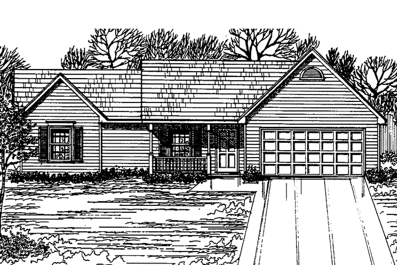 Architectural House Design - Exterior - Front Elevation 3 for Ranch House Plan #30-218 - 3 bed, 2 bath