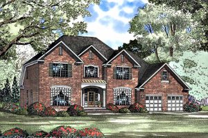 Colonial Exterior - Front Elevation Plan #17-3105