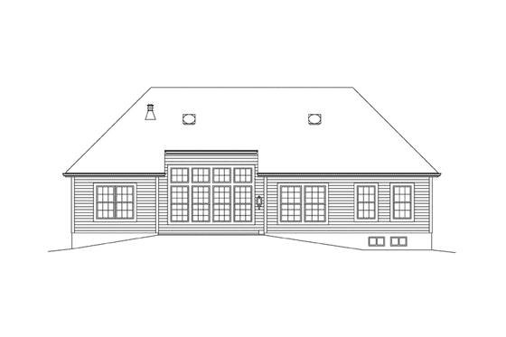Exterior - Rear Elevation for Ranch House Plan #57-617 - 3 bed, 2.5 bath