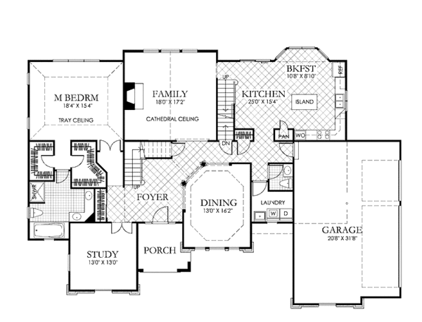 Architectural House Design - Classical Floor Plan - Main Floor Plan #1029-48