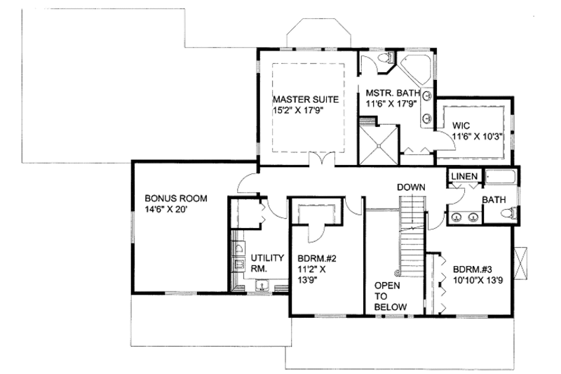 Dream House Plan - Floor Plan - Upper Floor for Bungalow House Plan #117-690 - 3 bed, 3 bath