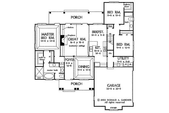 Floor Plan - Main Floor for Ranch House Plan #929-603 - 3 bed, 2 bath