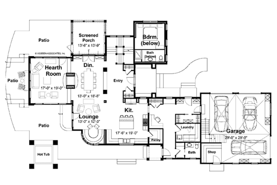 Floor Plan - Main Floor for Traditional House Plan #928-23 - 5 bed, 4.5 bath