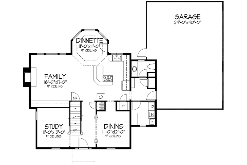 Architectural House Design - Floor Plan - Main Floor for Classical House Plan #51-727 - 3 bed, 2.5 bath
