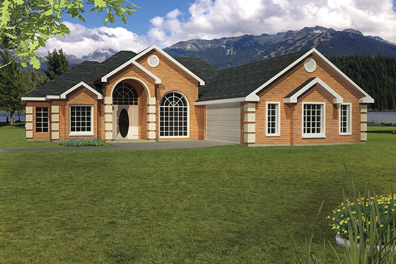 House Blueprint - Exterior - Front Elevation 3 for Ranch House Plan #1061-17 - 3 bed, 2 bath