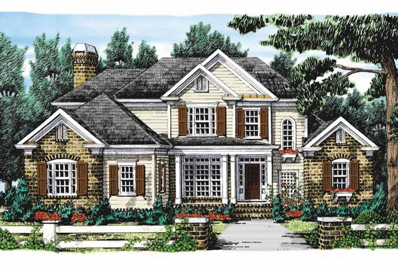 House Blueprint - Exterior - Front Elevation 4 for Colonial House Plan #927-849 - 5 bed, 4 bath