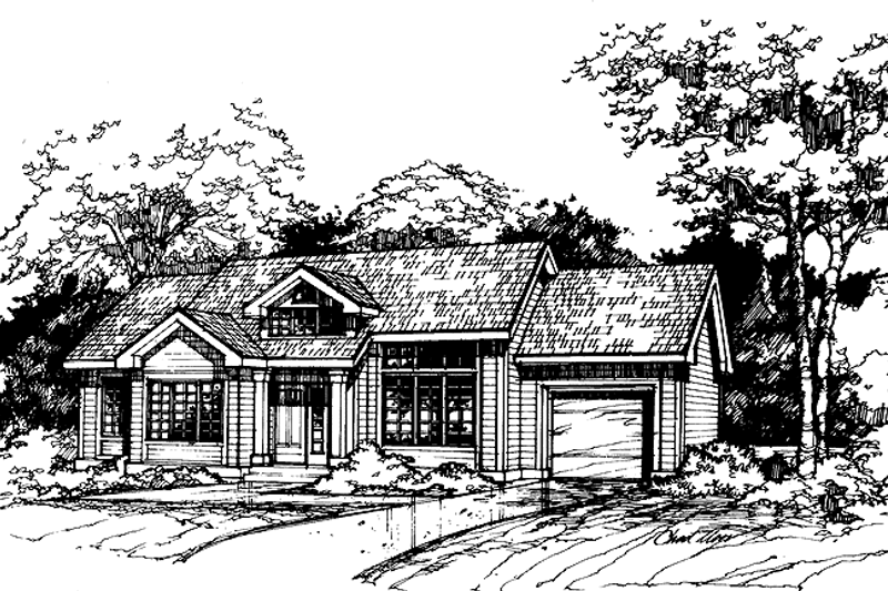 Architectural House Design - Ranch Exterior - Front Elevation Plan #320-581