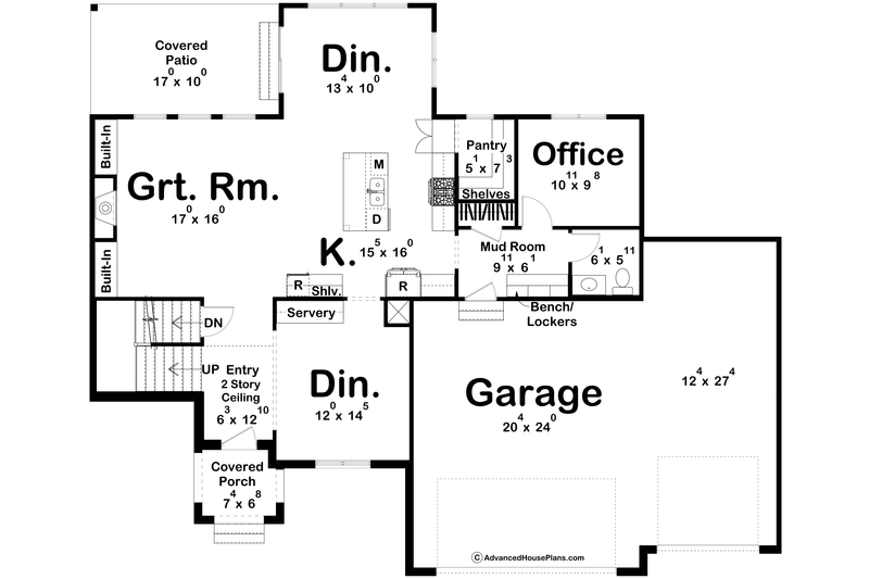 House Blueprint - Floor Plan - Main Floor for Modern House Plan #455-615 - 4 bed, 3.5 bath