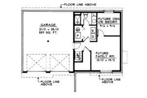 Floor Plan - Lower Floor for Traditional House Plan #92-501 - 3 bed, 2 bath