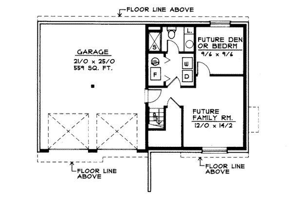 Traditional Floor Plan - Lower Floor Plan #92-501