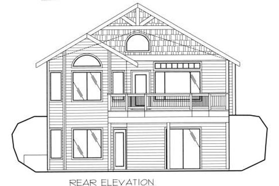 Exterior - Rear Elevation for Traditional House Plan #117-557 - 2 bed, 1.5 bath
