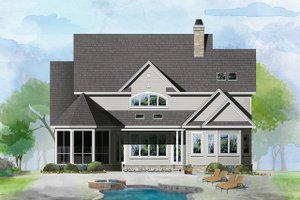 Exterior - Rear Elevation for Country House Plan #929-1060 - 4 bed, 4.5 bath
