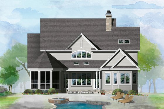Exterior - Rear Elevation for Country House Plan #929-1060 - 4 bed, 4.5 bath