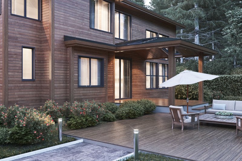 Dream House Plan - Exterior - Rear Elevation 1 for Contemporary House Plan #1066-21 - 5 bed, 4.5 bath
