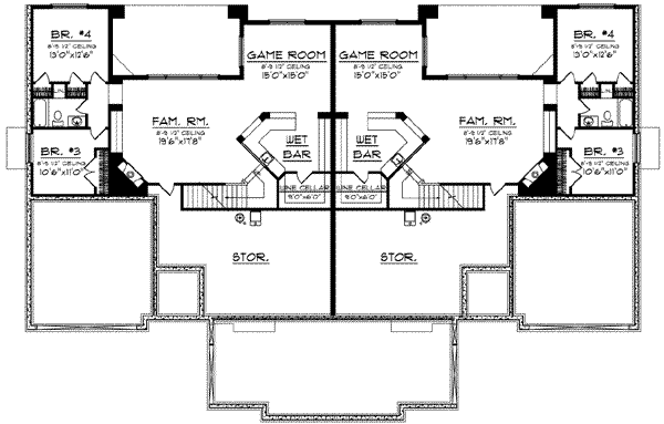 Home Plan - Traditional Floor Plan - Lower Floor Plan #70-823